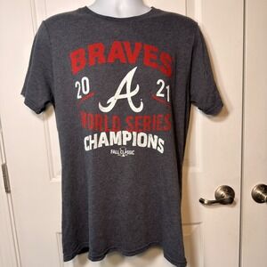 Majestic Atlanta Braves 2021 World Series Champions Roster T-Shirt Gray Mens L